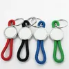 Sublimatie blanco Accessoy Diy Keychains Round Nylon Cord Blue Red Designer Keychain Wallet Handtas Liefhebbers Auto Key Ring sieraden voor vrouw man vriend Kerstcadeau