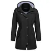 Women's Trench Coats Fashion Spring Autumn Women Casual Long Sleeve With Hooded Medium Female Clothing Outerwear Waterproof