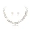 Tour de cou Hepburn Style blanc collier de perles d'imitation et boucles d'oreilles ensemble de bijoux de tempérament pour femmes cadeau d'anniversaire pour elle livraison directe