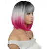 Syntetiska bob peruker med lugg för kvinna cosplay kort rak gradient färg peruk för daglig användning naturlig värmebeständig fiber False hår
