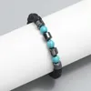 STRAND FASOM MANNEN BRACKET Natuurlijke kralen Chakra Lava Stone Diffuser Turquoise Bangle Wrap voor vrouwen Tibetaans Boeddha Gebed yoga sieraden