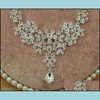 Coiffes Bling Set Couronnes Collier Boucles D'oreilles Alliage Cristal Paillettes Bijoux De Mariée Accessoires Diadèmes De Mariage Coiffes Costume Dro2108470