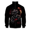 Hoodies masculino cerveja de caveira 3d stand colar moletom moda hip hop masculino gabinete com zíper tops de manga longa moletons unissex de rua de rua