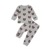 Conjuntos de roupas fofos menino de menino roupas panda estampar top calça calças casuais 2pcs roupas