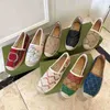 Designer skor kvinnor jacquard espadrille platt sko läder espadrilles loafers canvas mode lady flickor sommar vit kalvskinn casual skor