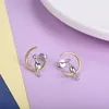 Stud Earrings Collare 925 Sterling Silver Cat On The Moon For Women Dainty Gift Bridesmaid S925 E6041431909