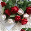 Decorative Flowers Wreaths Single Stem Silk Flannel Rose Flowers 51Cm High Quality Hand Made Roses Wedding Party Home Office Decor Dhzj0