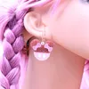 Dangle Earrings 2022ピンクマウスヘッドガールギフトカワイイアクリルフープ