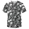 T-shirt da uomo Fashion Summer Skull Tshirt Uomo 2022 T-shirt con stampa 3D Camicia di giunzione streetwear traspirante all'ingrosso