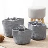 Caixas de armazenamento Bolsa de crochê artesanal de algodão Roupas de decoração caseira Organizar e bolsas