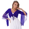 Stage Wear Belly Dance Top For Womens Ladies V Neck Lace-up Performance Costume 3/4 Tulle Flared Sleeve Crop Dancewear