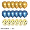 Party Decoration 18st 12 Ing Golden Blue Metallic Confetti Latex Balloons Födelsedagsdekorationer Kids Boy Adult Man 16 18 21st 30 40 50 50