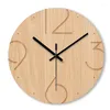 Wall Clocks Clock Modern Design Glass Mechanism Watches Home Decor Mute Luxury Imitation Wood Bedroom Mind Gift