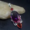 Colliers pendants bijoux de pierres grasses grandes promotion 925 Silver Dichroic Verre rouge Garnet Women Femmes Dames Collier 0843 Verre