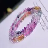 Strand 6mm Round Ball Natural Crystal Stone Green Purple Colorful Fluorite Multi-v￥ningar Armband f￶r kvinnliga m￤n V￤nniska g￥vor