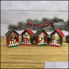 Christmas Decorations Christmas Diy Assembled Cabin Wooden Lighted With Hanging Rope Merry Led Lights House Drop Delivery Home Garde Dhjbt