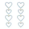 Dangle Earrings Blue Pink White 3 Colors Cubic Zirconia Hollow Heart Charm 4PCS Gold Colorful Dangling Long Earring