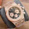 Obejrzyj klasyczny Mens Automatyczny ruch kwarcowy zegarki 42 mm Business Wristwatches Montre de Luxe Designer Watches Rose Gold Na ręce