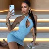 Abiti casual Fastion Dress White Cross Halter Increspato Donna Estate 2022 Scava fuori Backless Sexy Club Party Nightwear