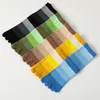 Chaussettes pour hommes 5 paires hommes Harajuku cinq doigts CrewSocks Mans garçons coréen rétro mi-tube grandes rayures coton épais chaud décontracté avec orteils