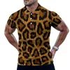 Men's Polos Wild Animal Casual T-Shirts Golden Glitter Print Polo Shirt Male Cool Summer Short Sleeve Custom Clothing Big Size