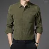 Männer Casual Hemden Cord High-End Luxus Solide Lose Fit Langarm Männer Hemd Herbst Winter Hohe Qualität Weichen bequem Camisa