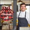 Christmas Decorations Christmas Door Wooden Decorations With Plaid Bow Holy Night Front Sign For Xmas Home Fireplace Wall Farmhouse Dhedx