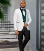 2 pe￧as Moda Houndstooth Wedding Tuxedos Men White c￴ncava convexo Padr￣o de tecido personalizado Made Made One Button Lapeel Blazer Business Casual Casual e cal￧a