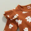 Clothing Sets 0-18M Born Baby Girls Boys Clothes Flowers Printed Ruffles Long Sleeve Knit Romper Pant Headband