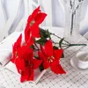 Real Touch Flanell Künstliche große rote Blumen Kopf Blumenstrauß Weihnachten rote Weihnachtsstern Büsche Blumensträuße Urlaub Party Ornament GC1791