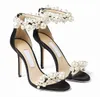 Sandalen Women Wedding EU35-43 Elegante zomer Maisel Pearl-verfraaiing Ankle Band Women's High Heel Luxury Brand Party Dress