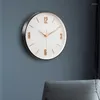 V￤ggklockor lyx Rose Gold Clock Modern Mute klockor heminredning vardagsrummet metallkonst stereoskopisk digital present Zegary