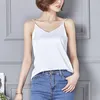 Women's Tanks Korean Silk Women Tops Woman Satin Halter Top Sleeveless Shirts OL White Plus Size V Neck Basic Camis