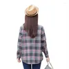 Blouses voor dames Koreaanse stijl lange mouw dames katoenen plaid shirt mode wilde slanke 2022 lente en herfst