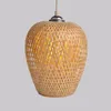 ペンダントランプ中国スタイルの竹のシャンデリアワイヤー織物吊り下げランプリビングルームサスペンドダイニングライトLED照明