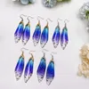 Boucles d'oreilles pendantes Minar fée résine claire papillon goutte pour les femmes romantique feuille scintillante strass Simulation aile boucle d'oreille cadeau