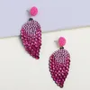 Boucles d'oreilles pendantes élégantes feuilles de mode pleine Rose rouge cristal pour les femmes Simple Vintage fée Grunge pendentif bijoux accessoires