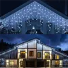 Decorações de Natal Decoração 2023 Icicle Lights Outdoor 8 Modos LED Curtain Fairy String Ano para Natal/Indoor/Window Decor 221108