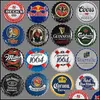 Metal Painting Beer Bottle Cap Whisky Vintage Plaque Metal Tin Signs Cafe Bar Pub Bark Wall Decor Retro Nostal Round Paintings DHTVU