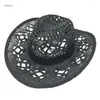 Berets Fashion Sun Visor Hat Western Cowgirl opvouwbare cowboy Sunshade rietje voor mannen vrouwen buiten tuinieren r7rf