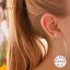 Hoop Huggie Canner Real 925 Sterling Silverörhängen för kvinnor Circle Hoops Korean Pendientes Guldsmycken 1 2mm tjock 50mm 2211074048147