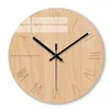 Wall Clocks Clock Modern Design Glass Mechanism Watches Home Decor Mute Luxury Imitation Wood Bedroom Mind Gift