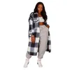 2022 Winter Womens Plaid Long Shirt Coat Designer Clothing Woolen Pocket Designer Clother