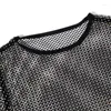 Damen T-Shirts Leqoel Sexy Frauen Langarm T-Shirts Fischnetz Mesh Durchsichtig Strass Rückenfrei Flash Bohren Weibliche Kleidung