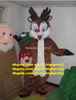 Reindeer Moose Red Nose Deer Rudolph Mascot Costume Adult Cartoon Character Outfit Hotel Pub Appreciation Banquet zz7813