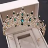 Tiara de coroa de noiva de luxo com contas de strass para festa de casamento