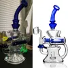 Gekleurde recycler Glass Hookahs Solid Base Eén Jet Bong Dab Rigs Glazen waterpijp Bubbler met 14 mm gewricht Percolator Roken Shisha Accessoires