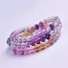 Brin 6 mm rond balle Crystal Stone Green Purple Bracelet à multi-étages coloré pour femmes Cadeaux d'amis pour hommes