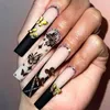False Nails 24st French Wave Line Design Ballet Fake Long Wearable Coffin Press On Full Cover Manicure Tips