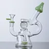 Unique Slitted Donut Perc Hookahs Glow In The Dark Ball Glass Bong 7 Inch Water Pipes Heady Glass Showerhead Perc Smoking 14mm Joint Oil Dab Rigs With Bowl XL341